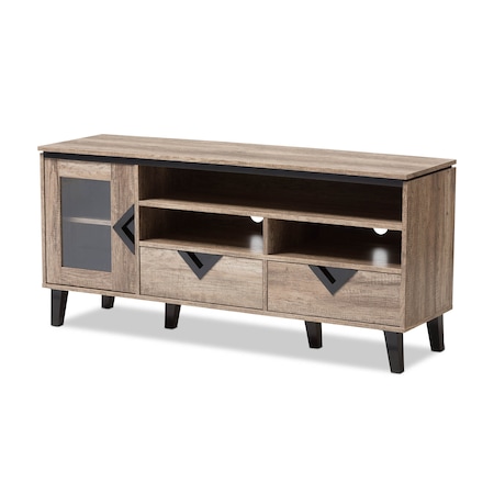 Baxton Studio Cardiff Modern Light Brown Wood 55-Inch TV Stand 137-7560